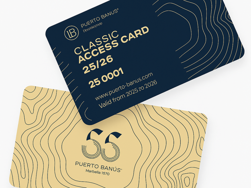 Front and back view of access cards to Puerto Banus Club.
