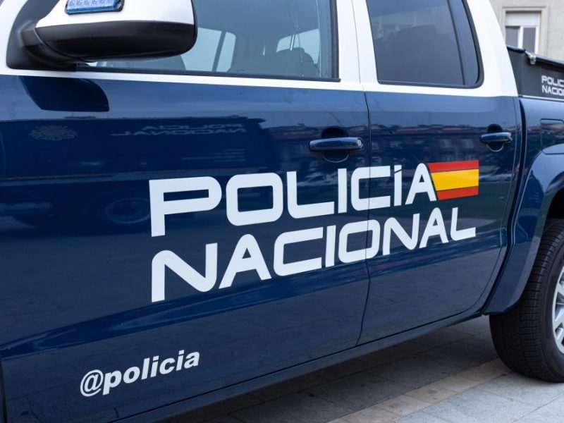 A 3/4 shot of a policia nacional vehicle in spain.