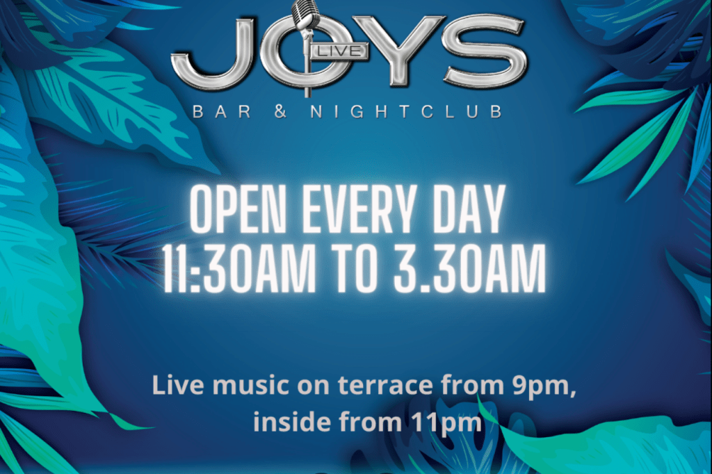 Joys bar with opening hours