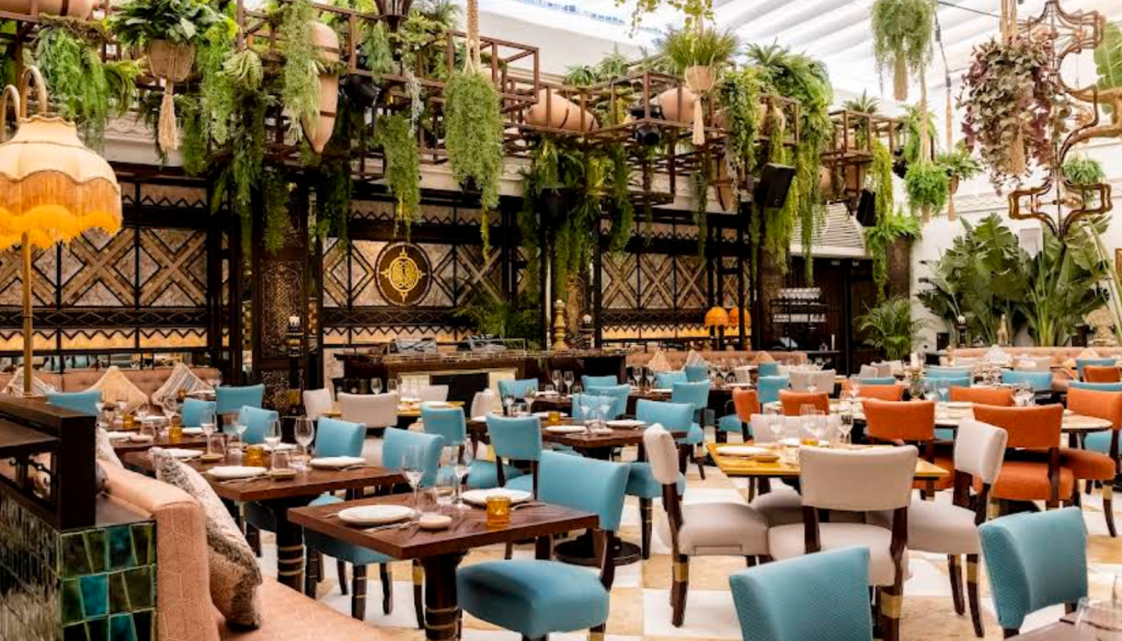 Inside seating in coya, with a cover that is opened when weather is good and at night you can see the stars