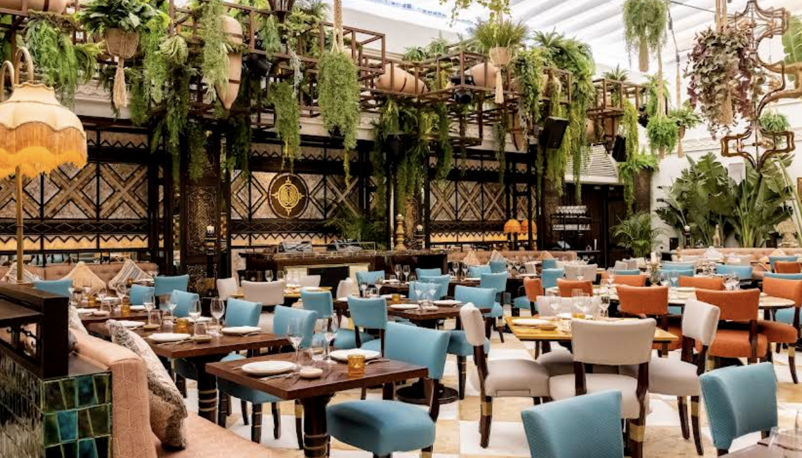 Inside seating in coya, with a cover that is opened when weather is good and at night you can see the stars