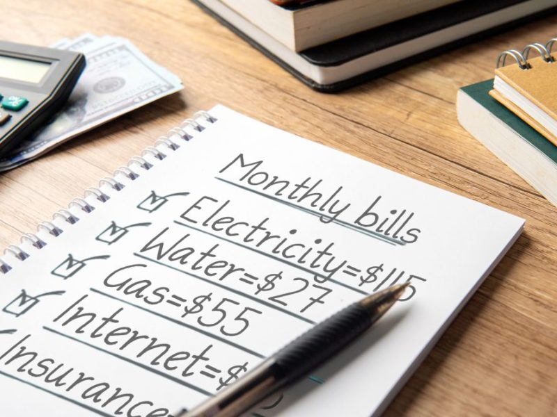 A notebook with monthly expenses related to living in costa del sol.