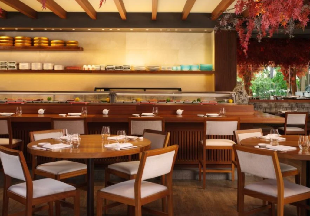 picture of the tables inside noby and bar