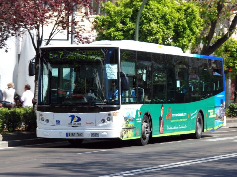 A public transit bus in Costa Del Sol.