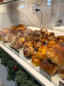 Fresh pastries straight from a bakery window